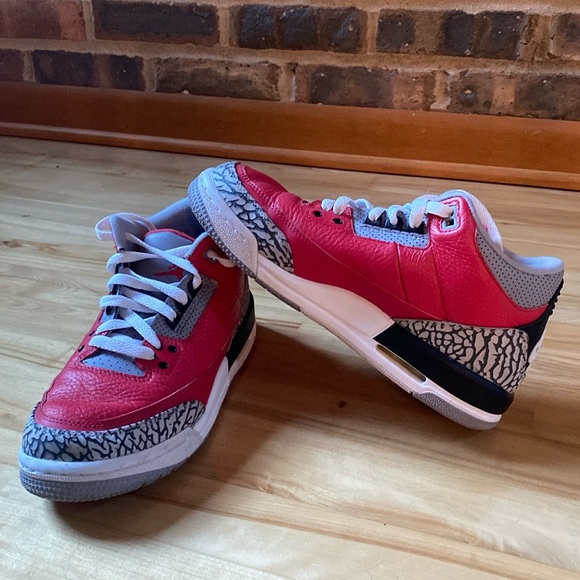 Jordan Shoes - Nike Air Jordan 3 Retro 2019 Unit Fire Red Cement Grey Size 6.5Y/Women’s 8